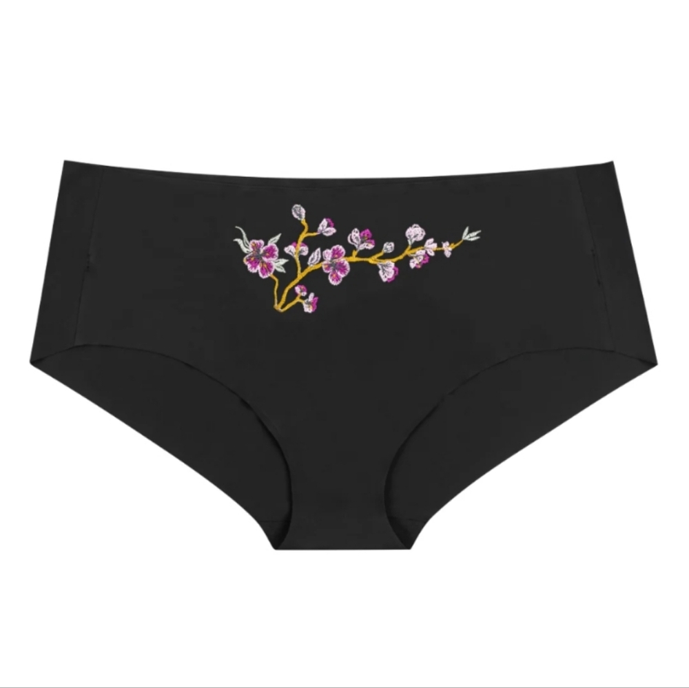 NWT Uwila Warrior Soft Seamless Embroidered Briefs - Tap Shoe Black w Purple